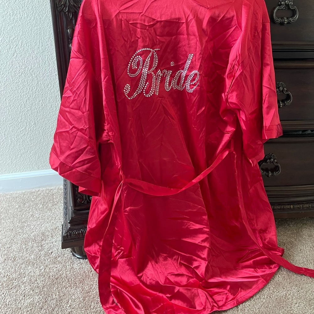 Turquaz Linen Satin Kimono Rhinestone Ruby bride